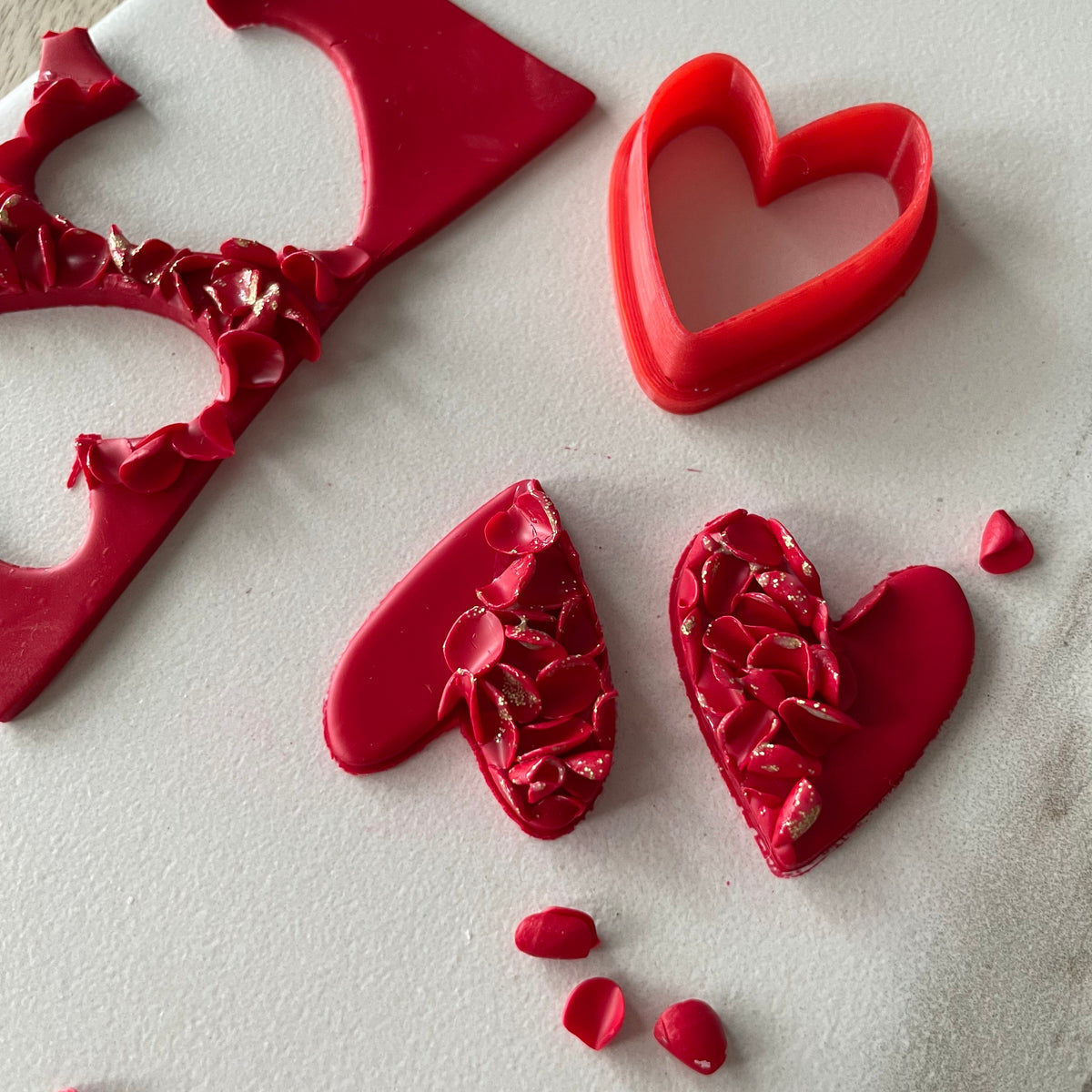 Broken Heart Valentine's Day Clay Cutters, 2 Piece Heart Polymer
